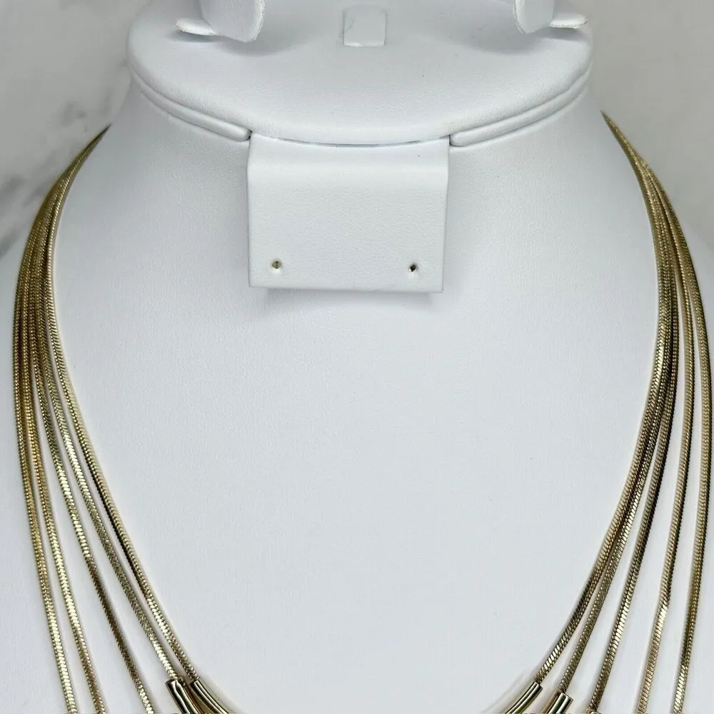 Chicos Gold Tone Tiered Layered Bar Necklace ✨ - Image 3