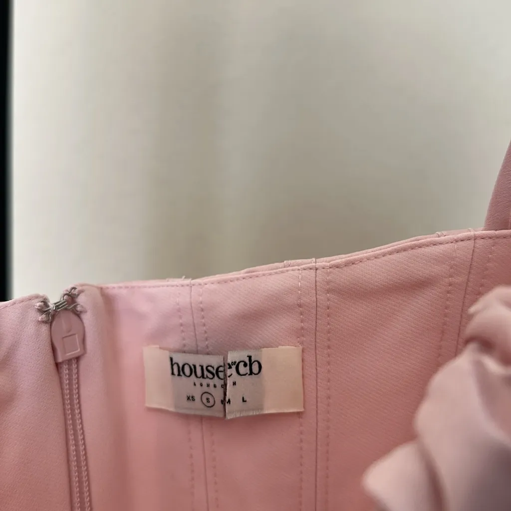 HOUSE OF CB 'Alma' Blush Pink‎ Satin Corset Midi Dress NWOT size S - Image 7