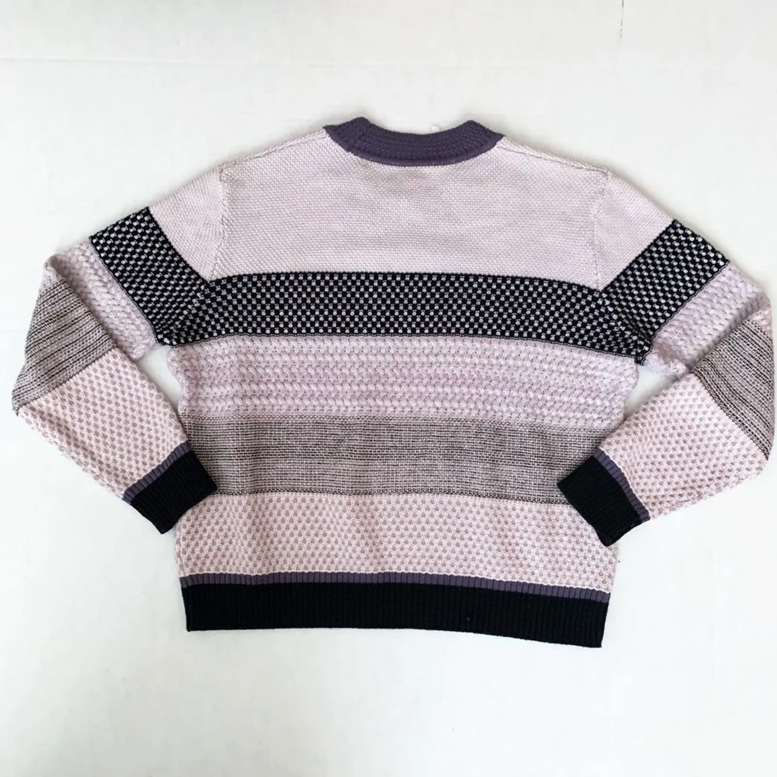 Splendid M Cashmere Blend Purple Lavender Striped Crewneck Sweater - Image 7