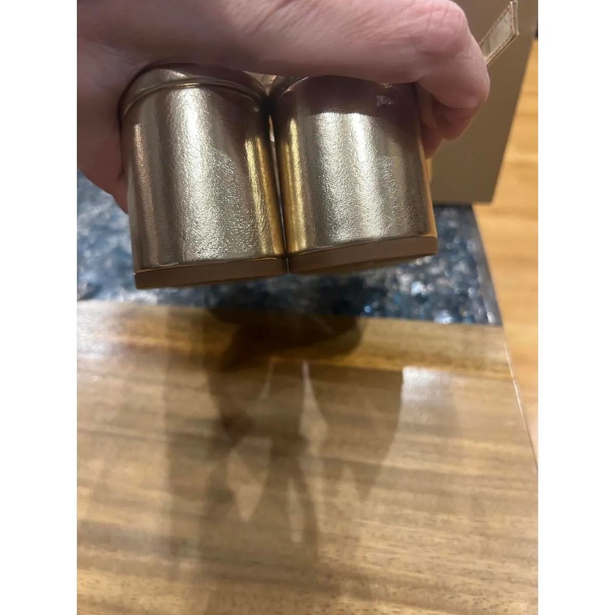 J.Crew Metallic Gold Block Heel Sandals with Knotted Detail - Image 3