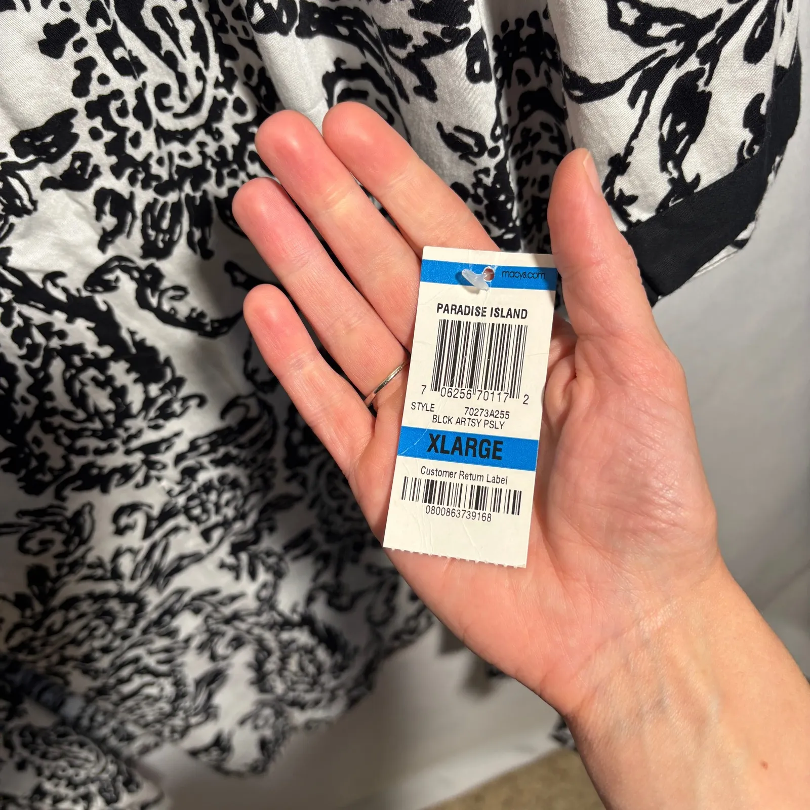 Charter Club Intimates XL Black White Paisley Floral Cotton Zip Dress Lounge NWT - Image 6