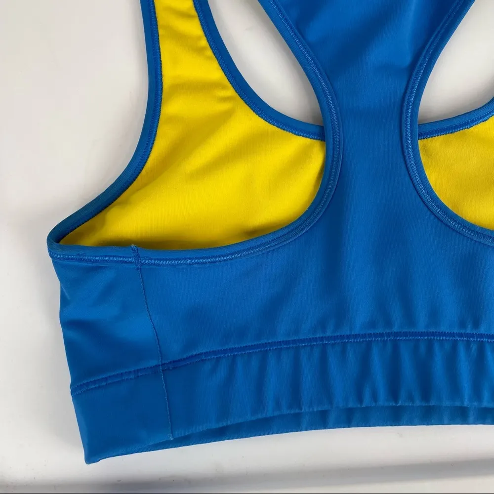 Nike Fit Dry Sports Bra Sz Small Blue Yellow Swoosh Livestrong - Image 7