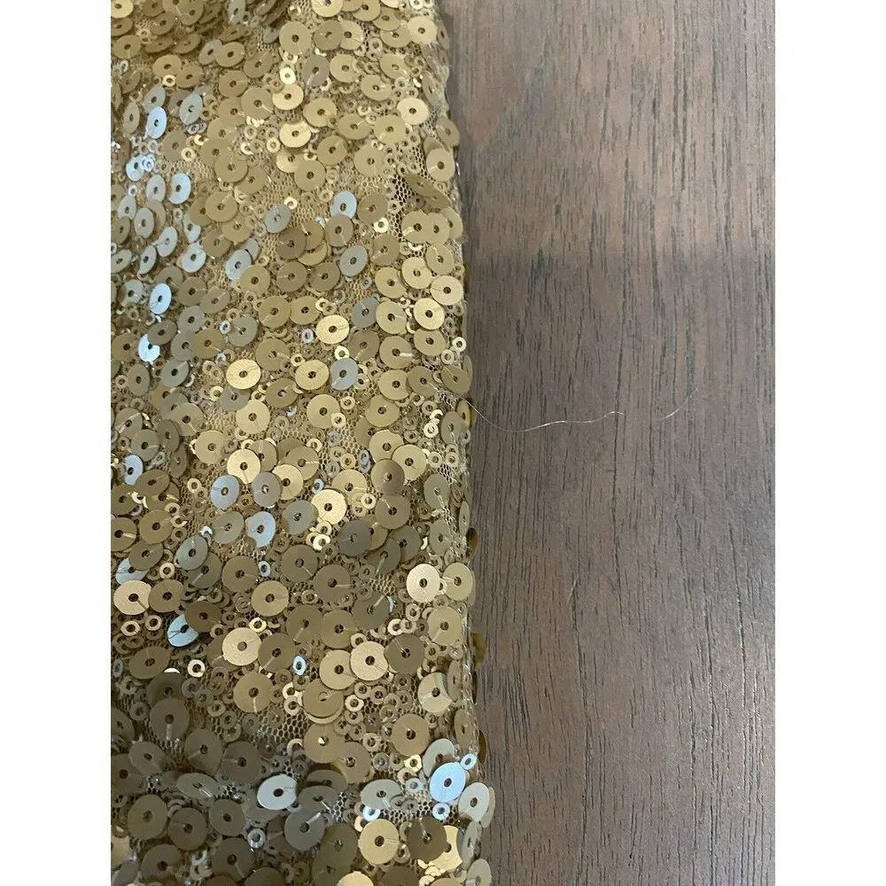 Vince Camuto Tank Top Gold Sequined Size XS Back Zip Polished Rocker Loose Fit - Image 10