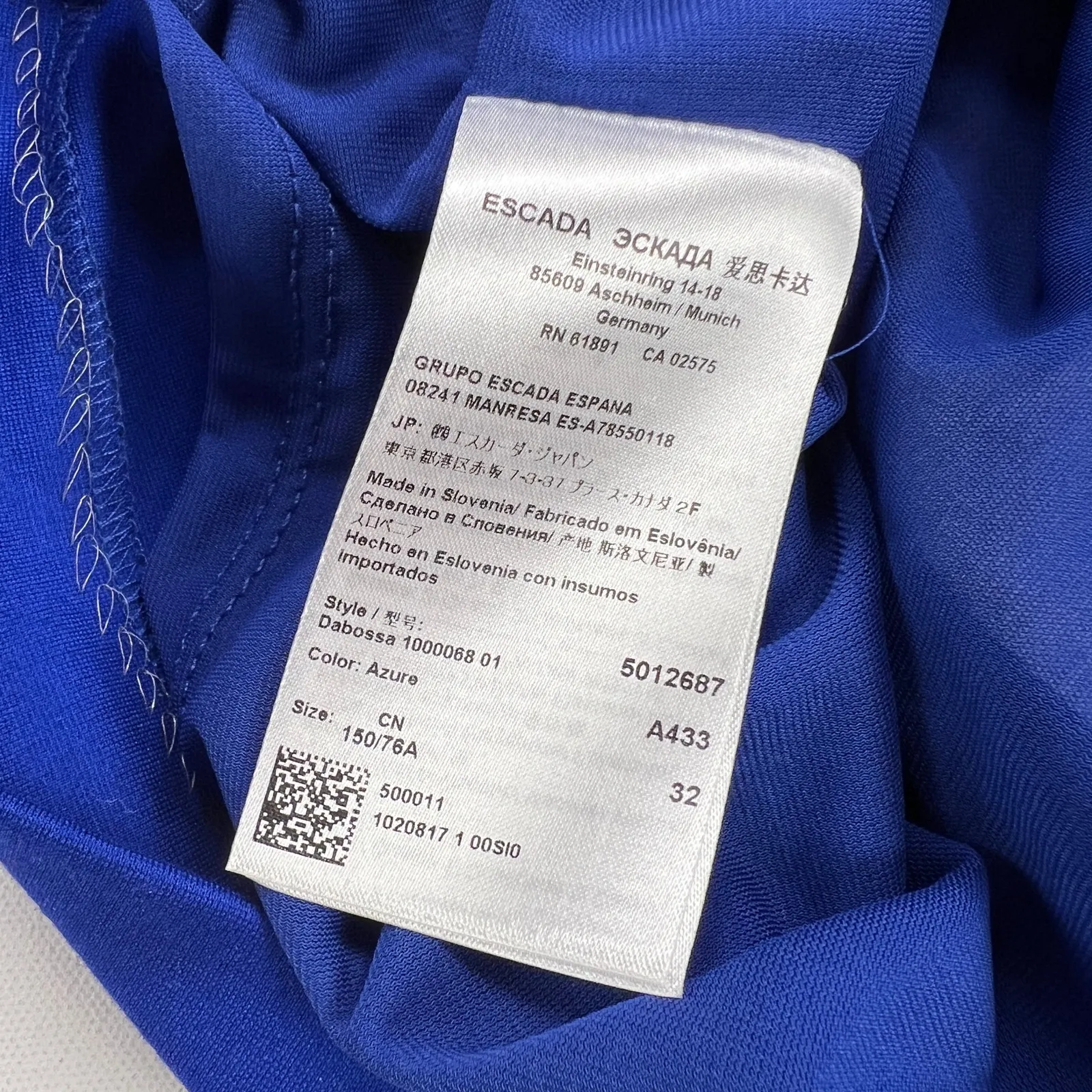 Escada Royal Blue/White Geometric Swirl Sheath Dress Spring 2014 Size 32 (XS) Blue - Image 7