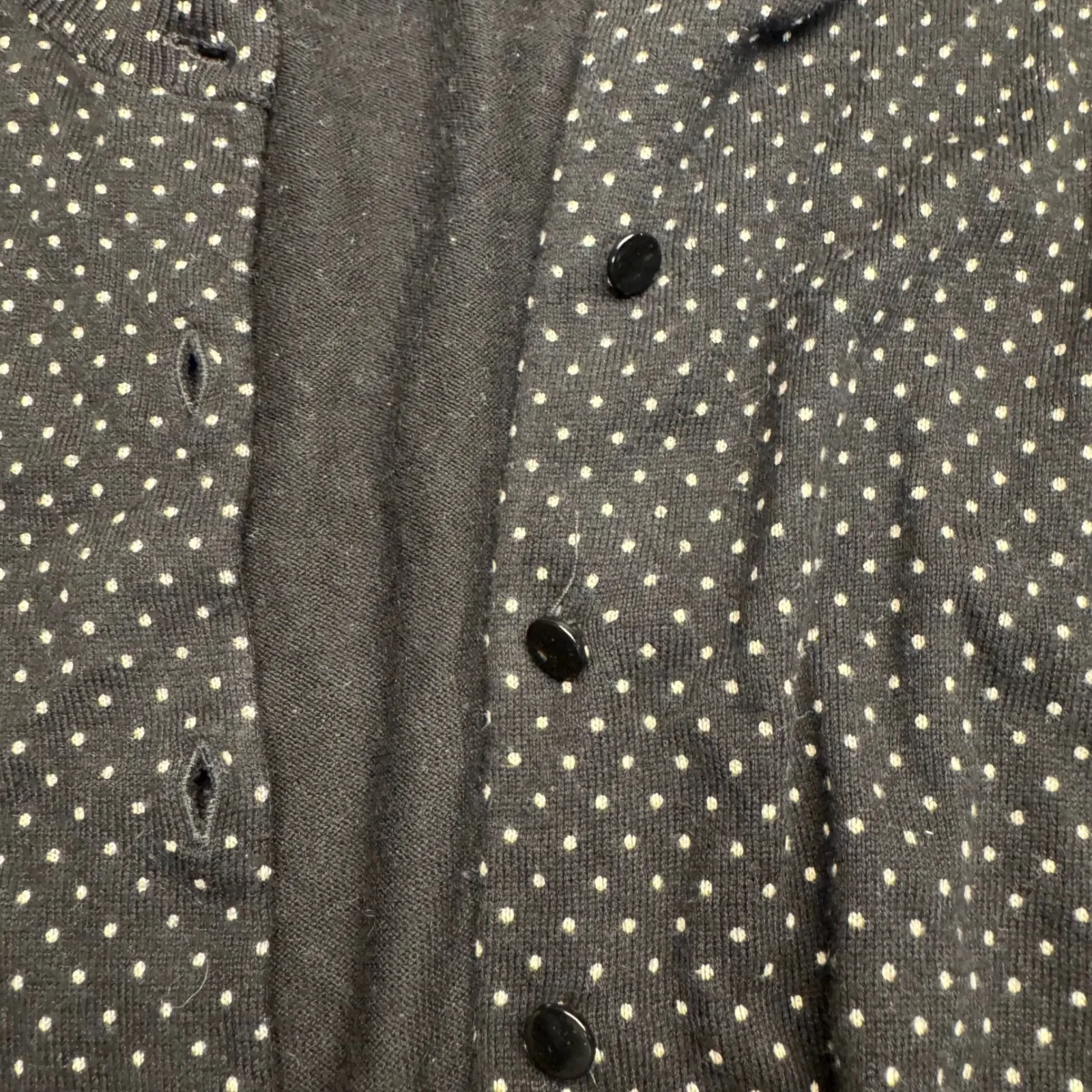 Talbots Black White Polka Dot Button Front Cardigan Sweater Womens Small - Image 5