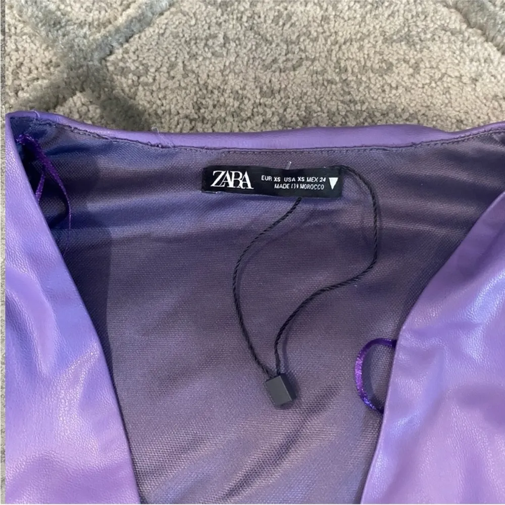 Zara Mini Faux Leather Long Sleeve Dress XS - Image 6