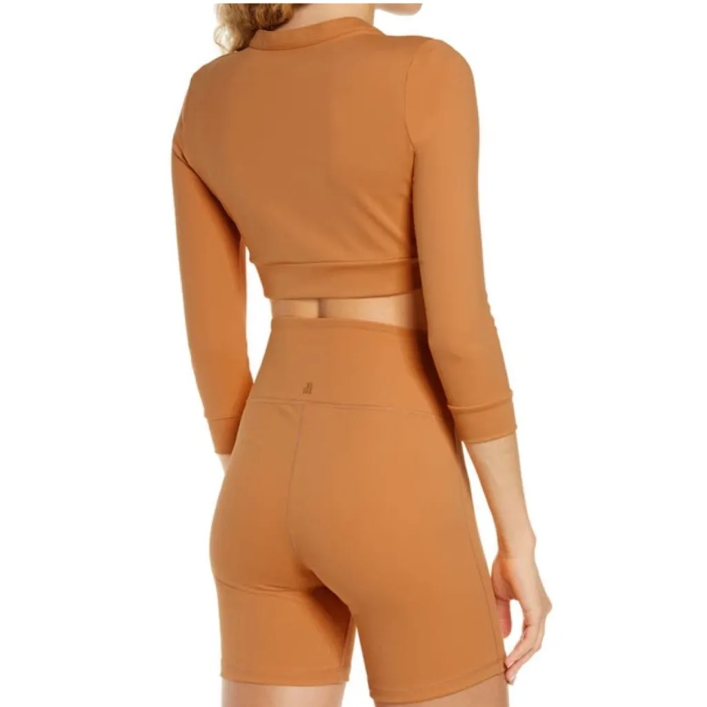 NWT WEWOREWHAT CROPPED CREWNECK CARDIGAN IN GOLD XS - Image 5