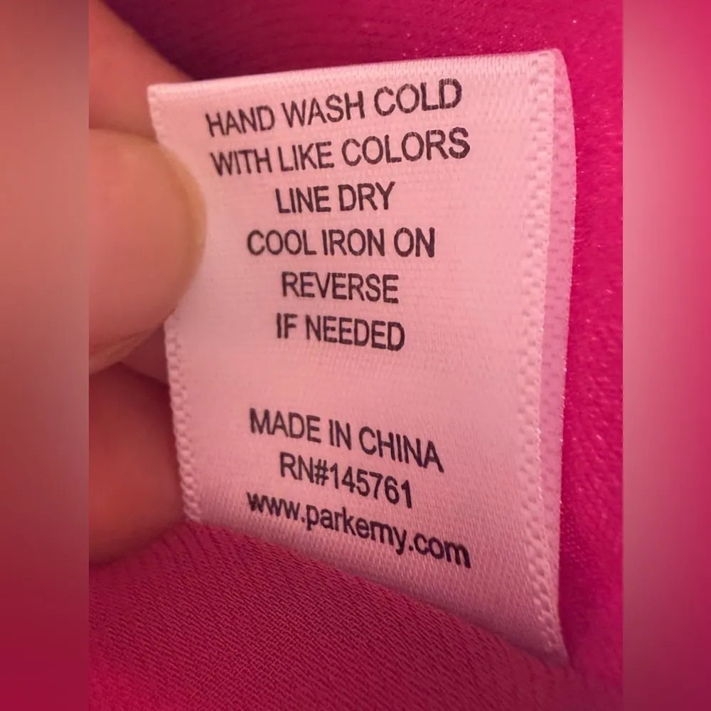 Parker Womens Strawberry Oswego Pink Handkerchief Hem Dress Size Large $440 - Image 3