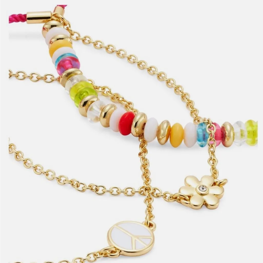 $115 AQUA Charm & Bead Cord Slider Bracelets in 14K Gold Plated, Set of 3 - Image 10