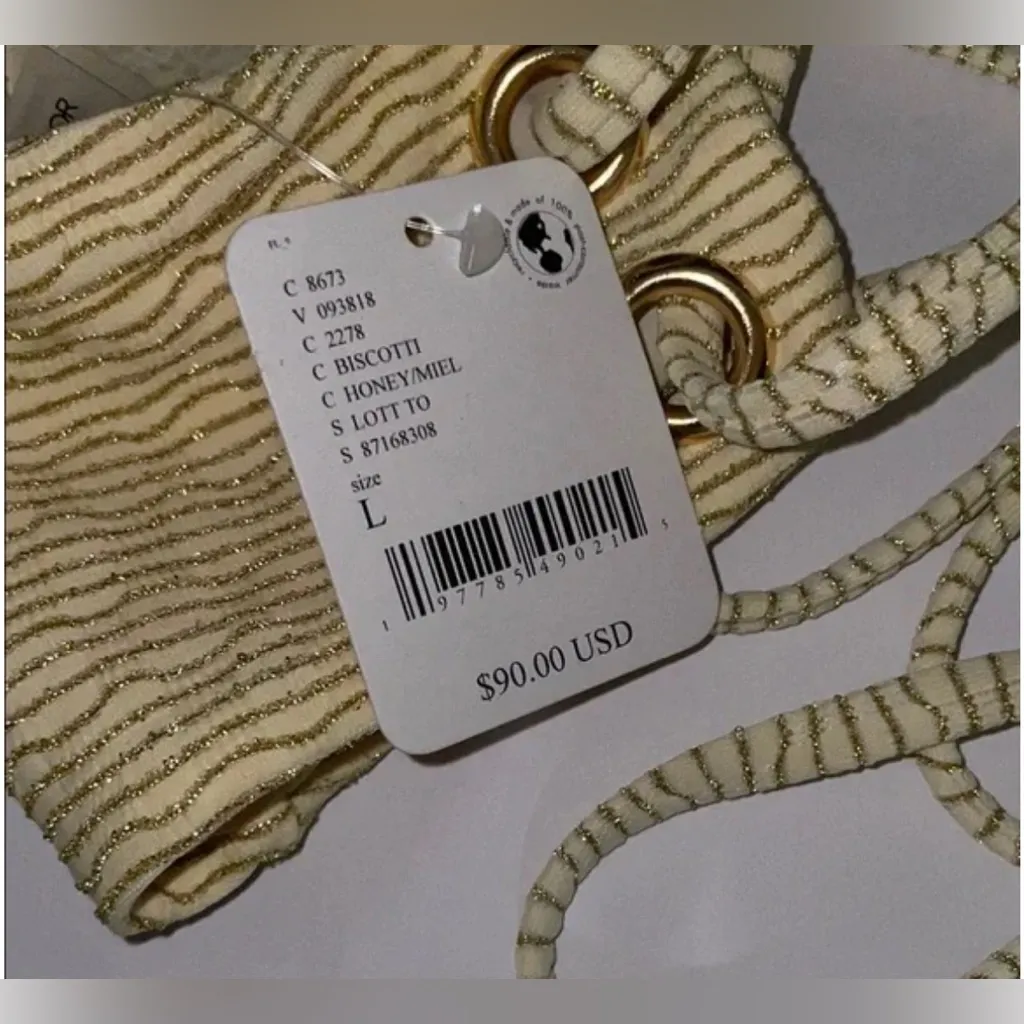 NWT Free People + Devon Windsor Lottie Bikini Top In Biscotti Tan Size L - Image 5