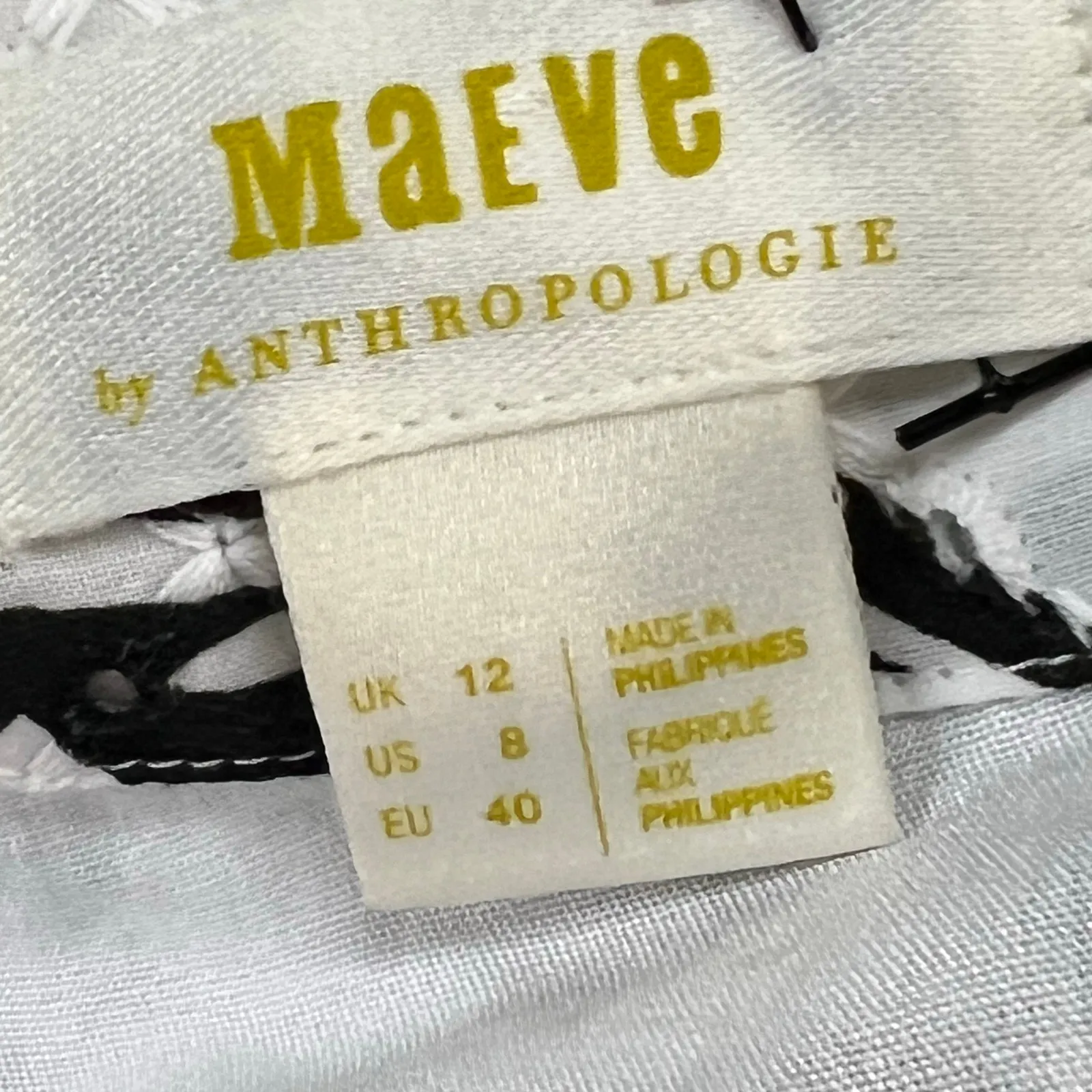 Anthropologie Maeve One Shoulder Blouse Women 8 Black Floral Eyelet Cropped Boho - Image 9