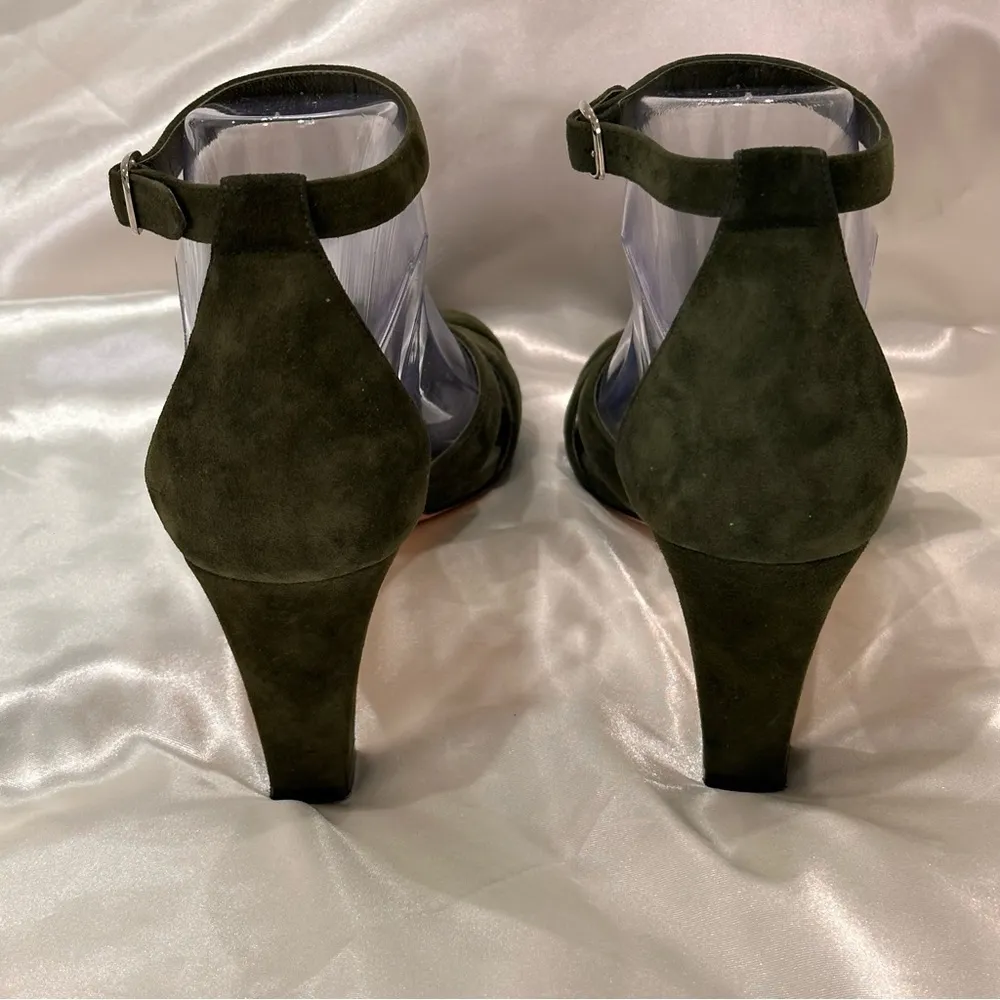 Manolo Blahnik Green Suede Heels Sandals Size 9 Elegant Chic Classic Fall Winter - Image 7
