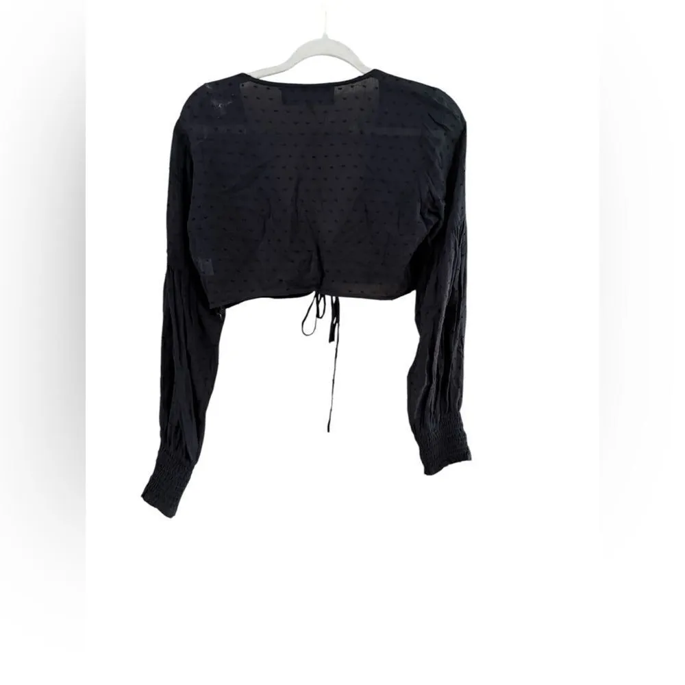 Blue Life Black Long Sleeve Crop Top Small - Image 8