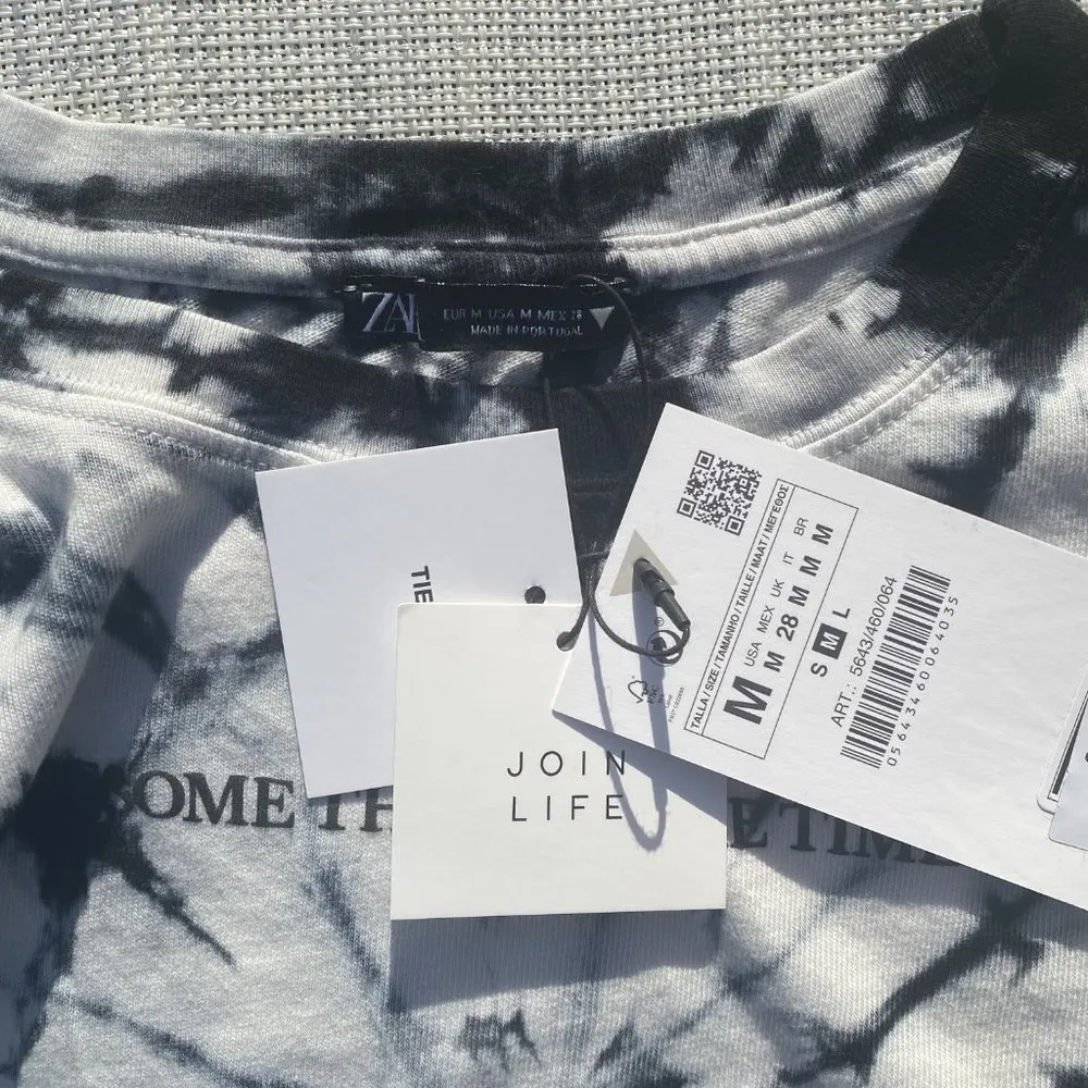 NWT Zara Tie Dye Cropped T-Shirt 100% Cotton - Image 12