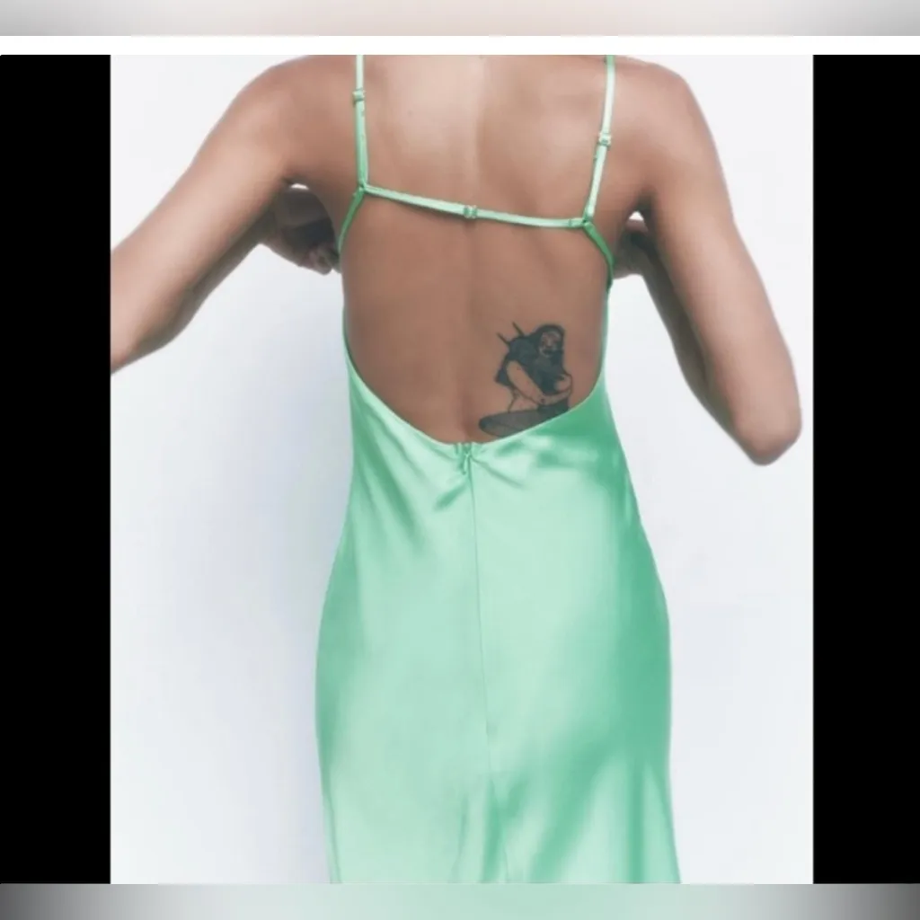Zara TikTok seafoam green satin slip dress size medium NEW Beach‎ - Image 4