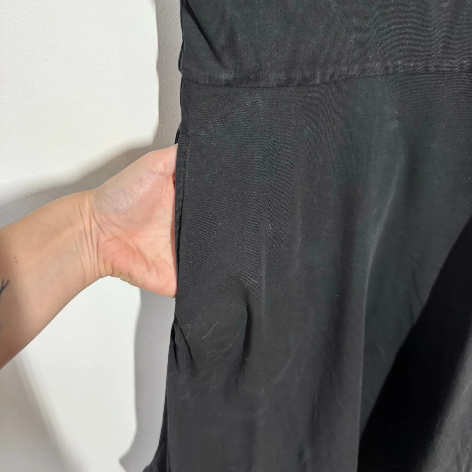 Pact Organic Cotton Handkerchief Hem Dress Women L Black Pocket Square Neckline Size L - Image 6