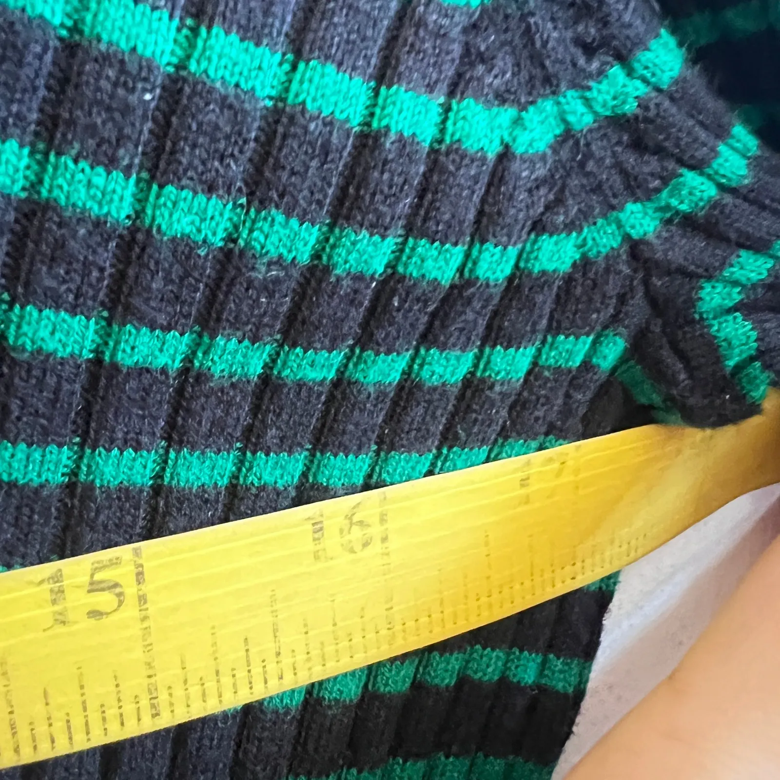 Talbots Striped Turtleneck Sweater Preppy Classic Casual Green Medium - Image 6