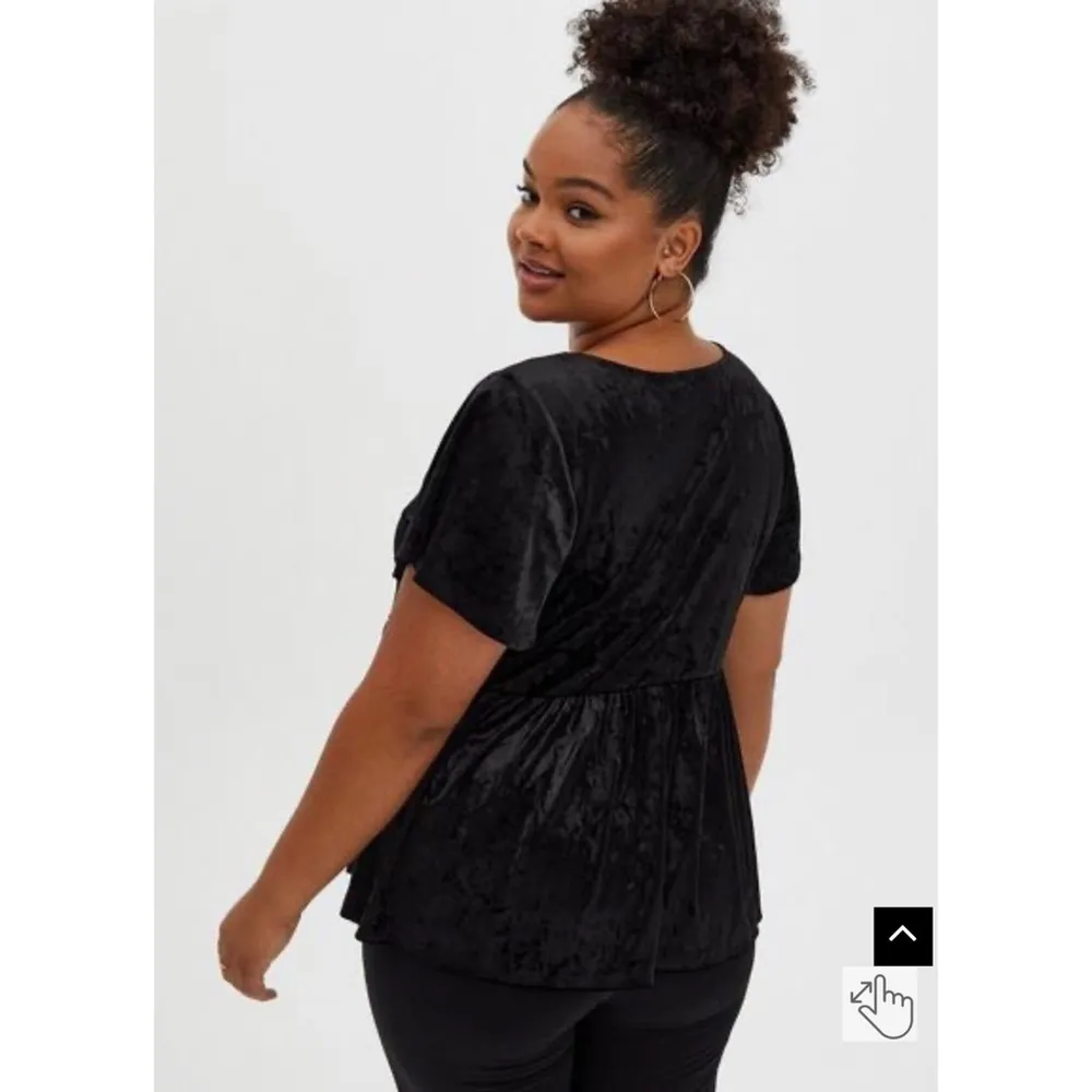 NWT TORRID Babydoll Velvet V-Neck Flutter Sleeve Midi Top Size 00 - Image 2