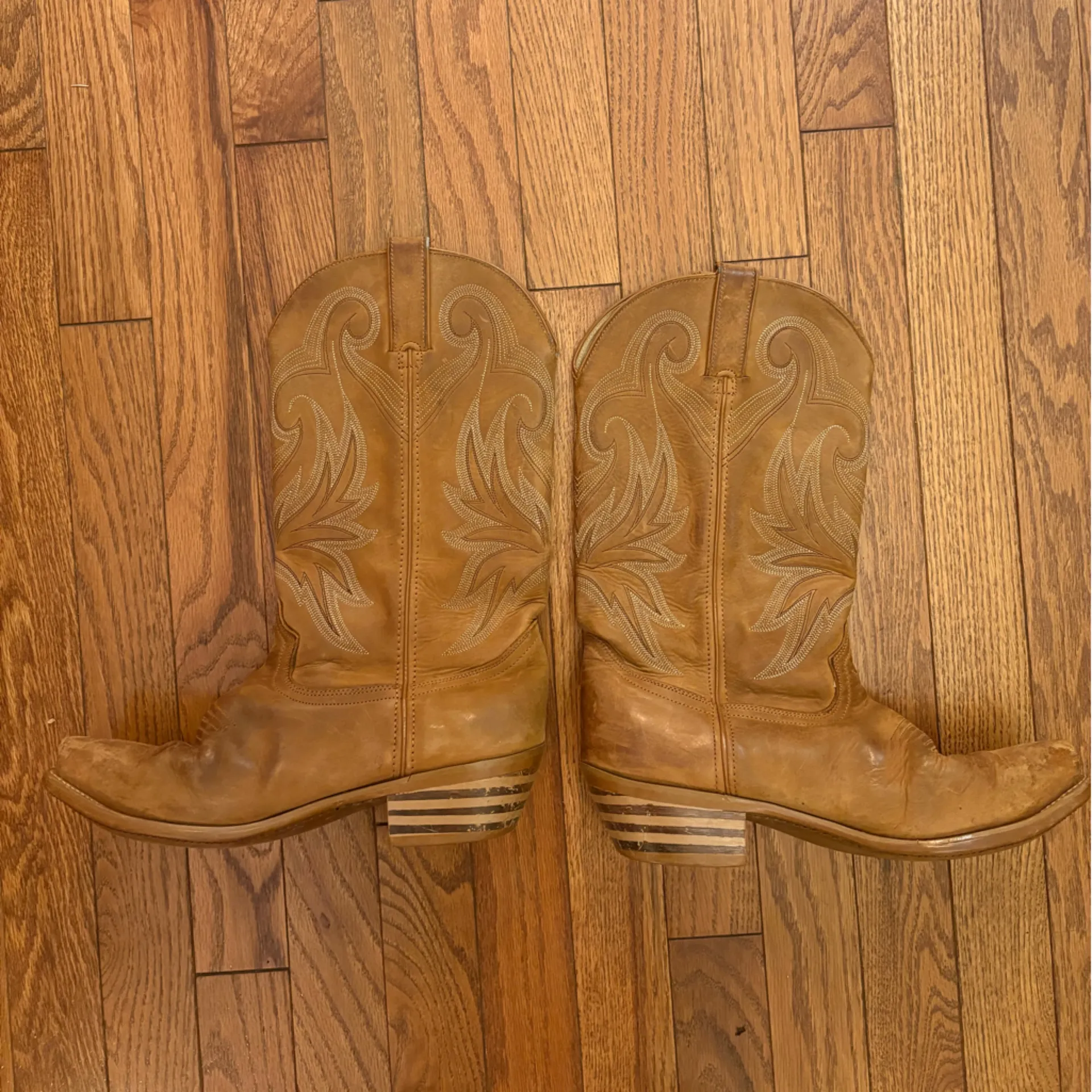Durango Tan Leather Cowboy Western Boots - Image 4