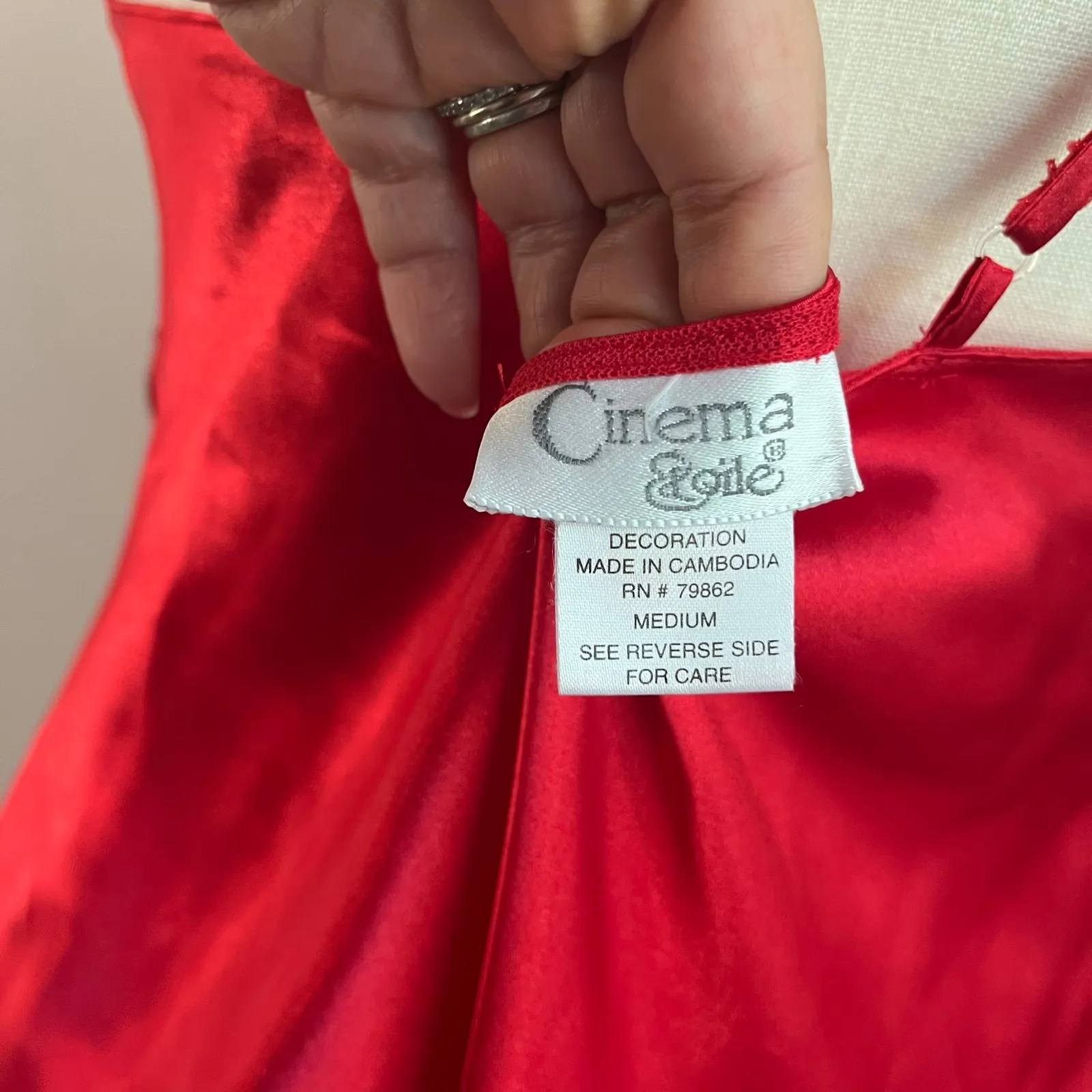 90s Cinema Red Satin Slip Dress Vintage Lingerie Mini Dress Y2K Satin Sz M Size M - Image 5