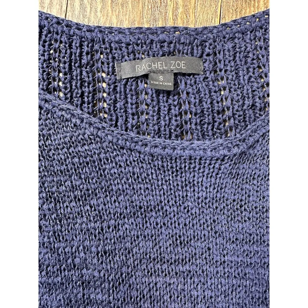 Rachel Zoe Navy Open Knit Sweater Size Small - Image 5