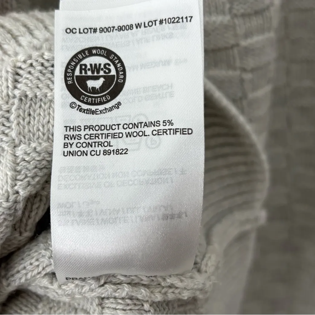 Prana Gray Checkered Print Knit Crew Neck Sweater Wool Blend Ribbed Textured - Image 11