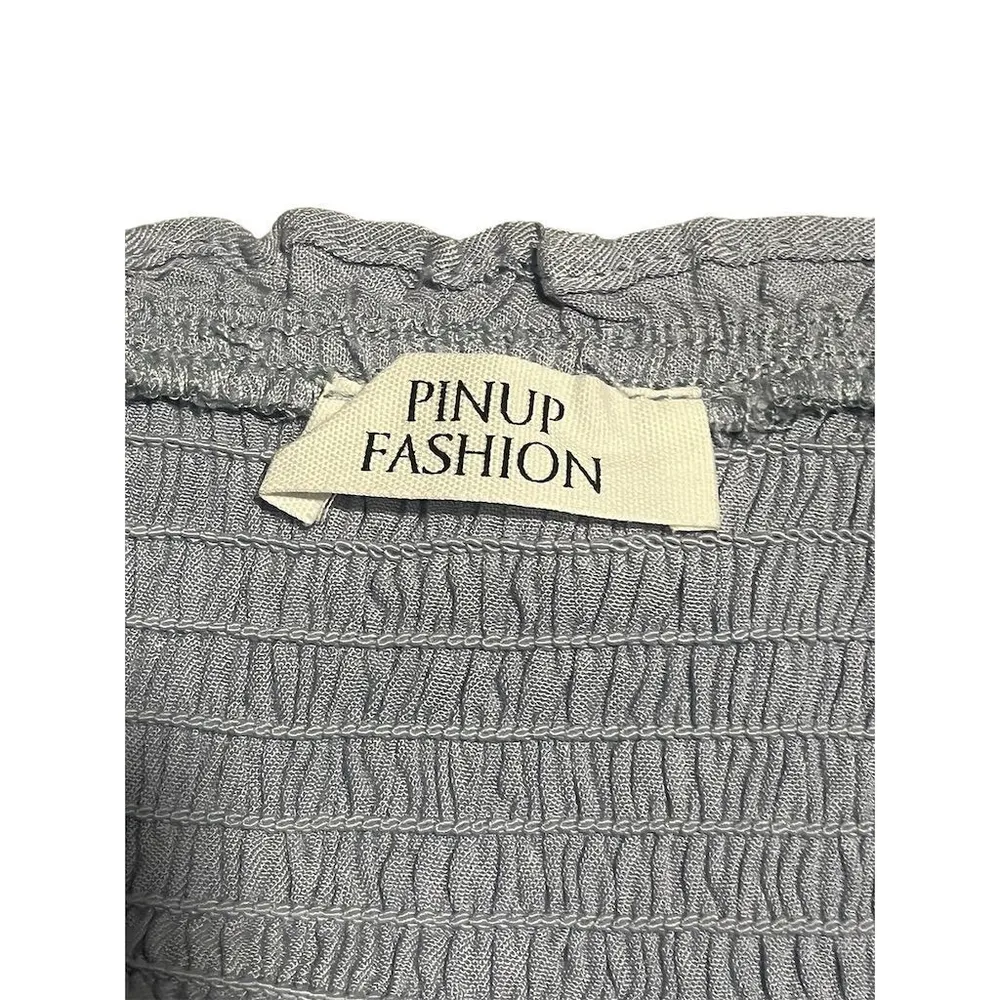 Pin Up Fashion Maxi Dress Women's XXL Light Blue Smocked Ruffle Strap Summer NEW Size 2X - Image 4