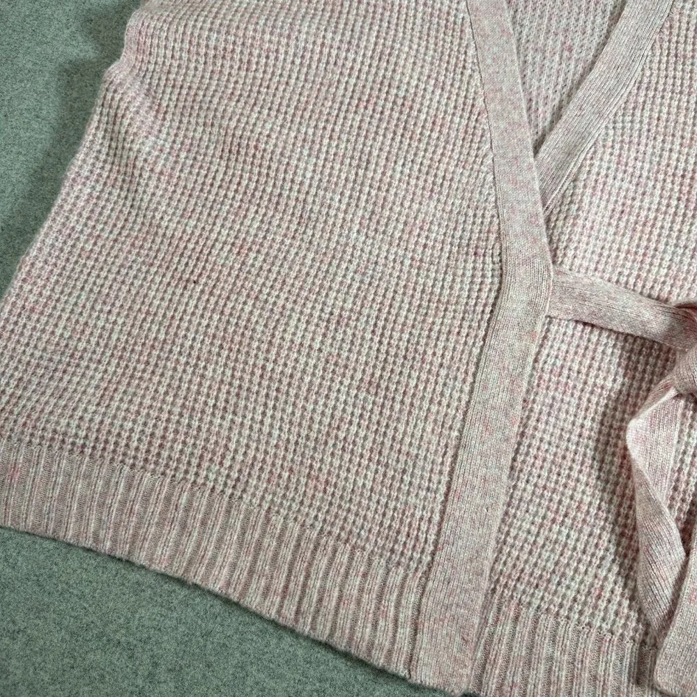 Ann Taylor LOFT M/L Womens Poncho Sweater Pink Tie Sleeveless Oversized Kimono - Image 10