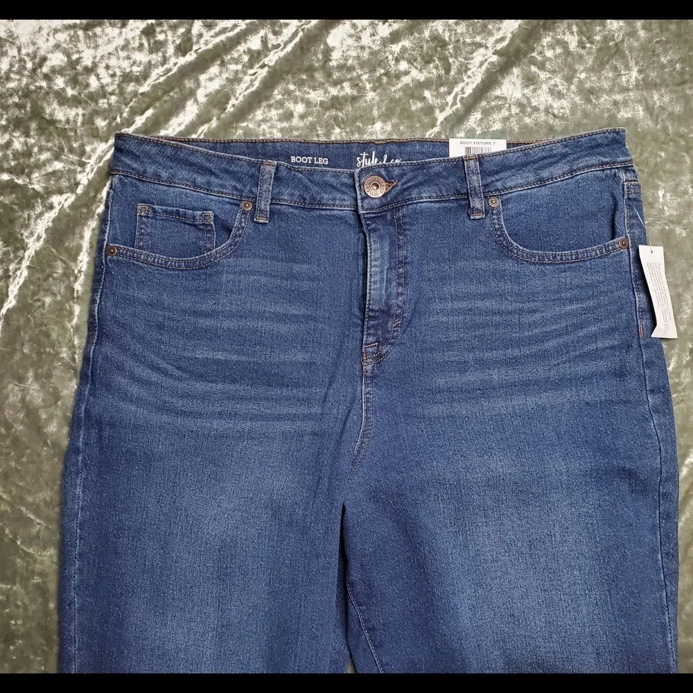 Style & Co. Boot Leg Distressed Jeans Blue Size 16 - Image 2