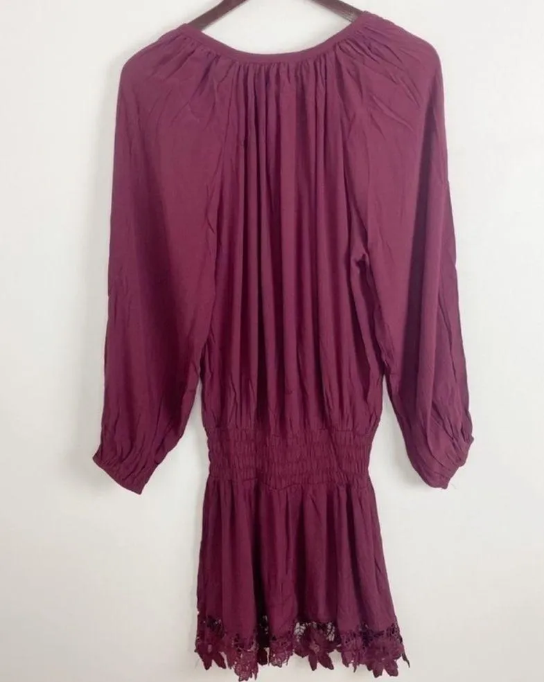 Muche et Muchette Burgundy One Size Long Sleeve Lightweight Boho Dress NEW - Image 5