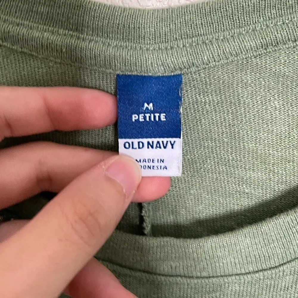 Old Navy Green Olive Tie Side Linen Blend T Shirt Dress Petite Medium - Image 4