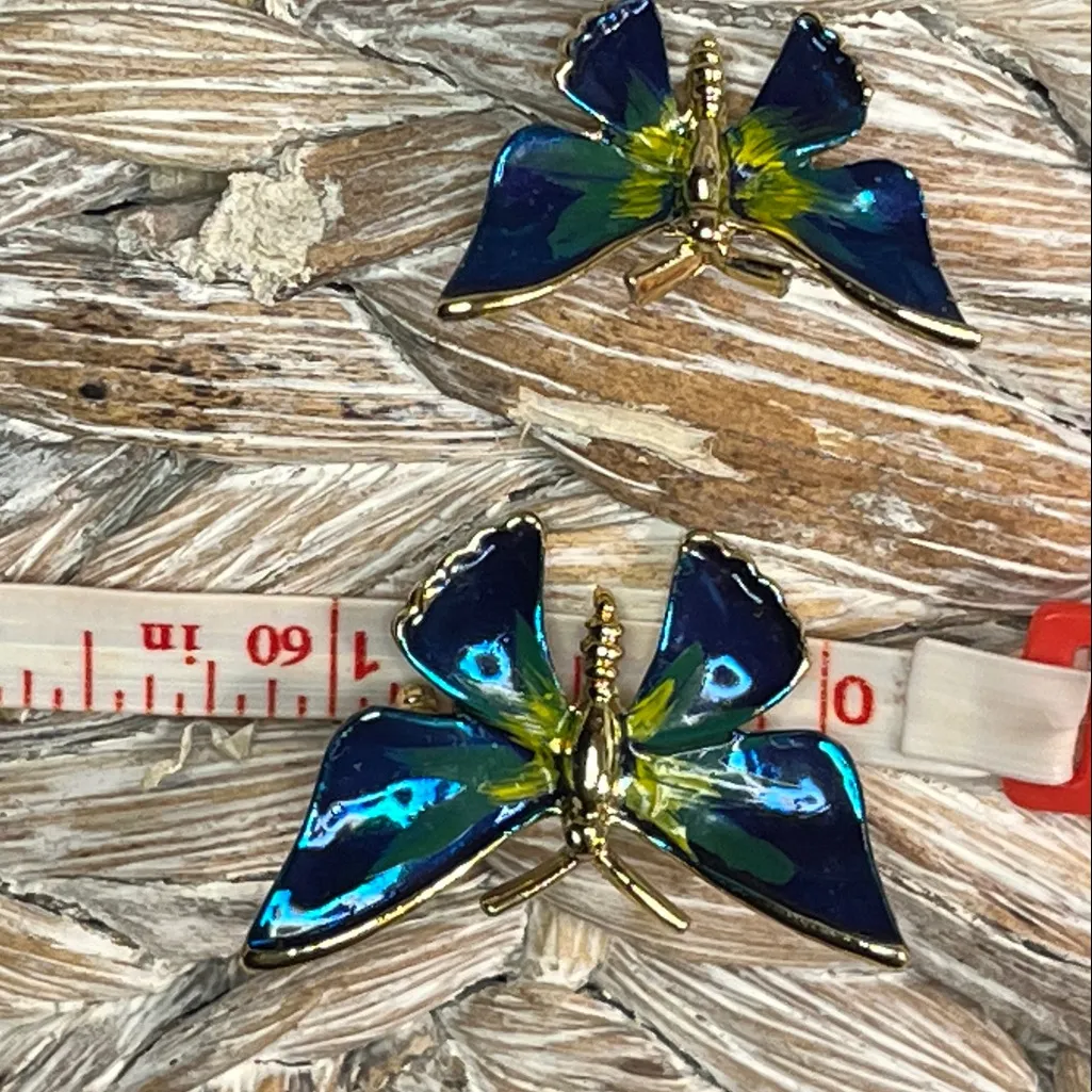 Blue and Green Butterfly Brooch Set - Image 4
