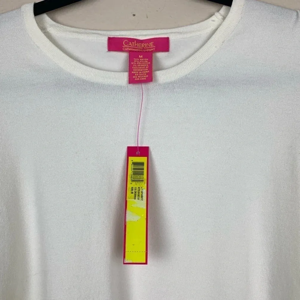 Catherine Melandrino Lace Flare Bell Sleeve Knit Shirt Sweater Medium - Image 6