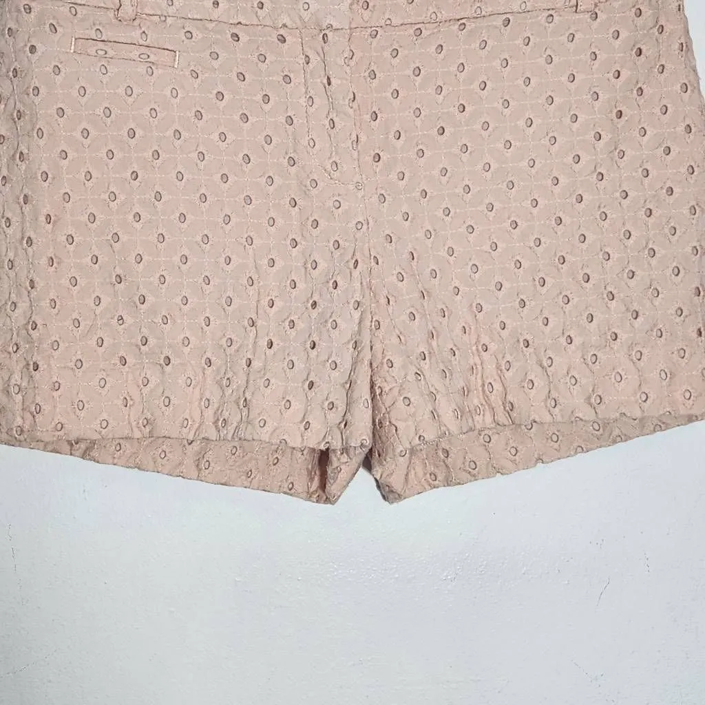 Loft Blush Pink Eyelet Lace Shorts Size 4 LOFT Preppy Pink Lace Shorts - Image 4