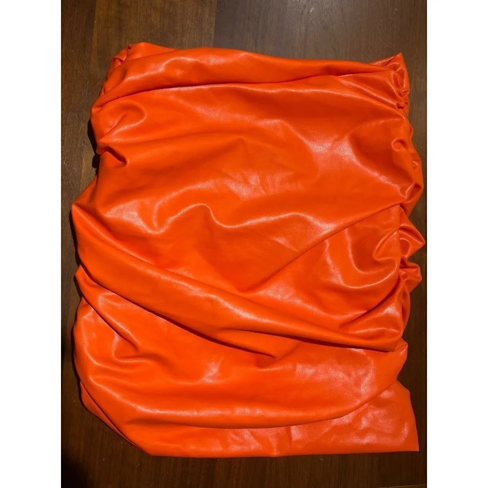 Michael Costello Torin Faux Leather Mini Skirt in Orange XSmall New Womens - Image 7