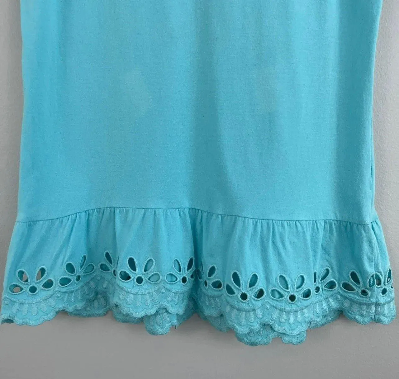 Tiffany Blue Eyelet Lace Hem Tank Top - Image 4