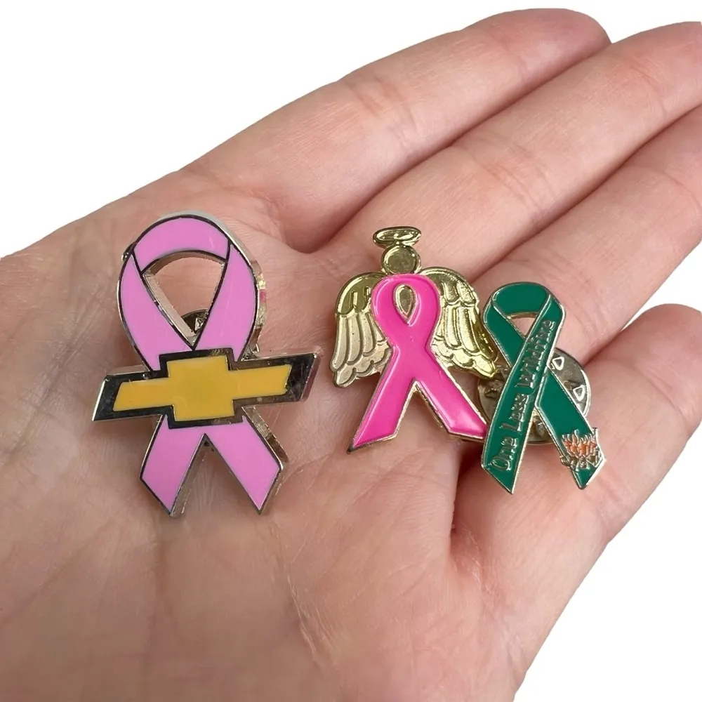 Lot of 4 Ribbon Lapel Pins Breast Cancer & One Less Wildfire Pink - Image 4