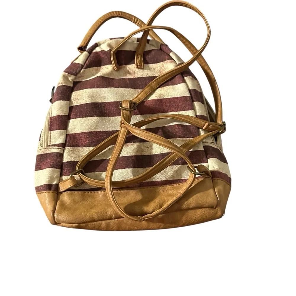 Stylish Tan and Brown Backpack Red - Image 2