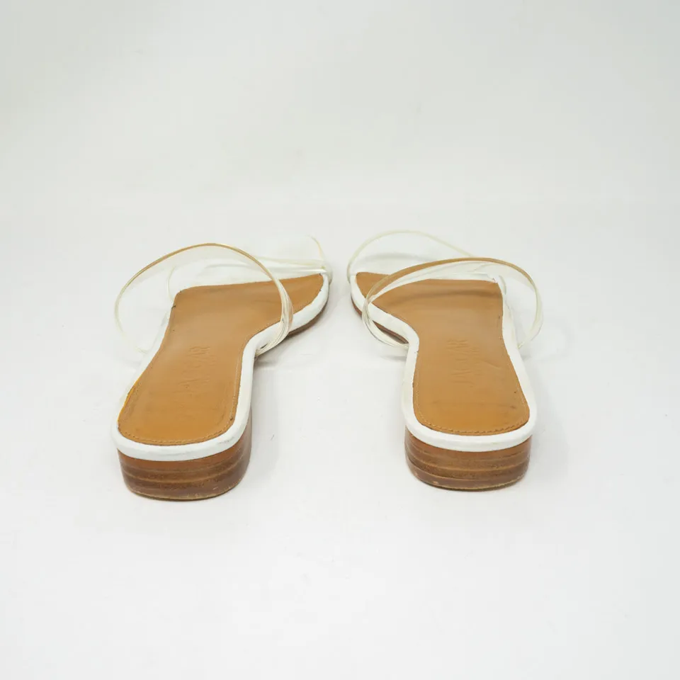 Jaggar  The Label Clear Lucite Double Strap Open Toe Flat Slip On Sandals Shoes  - Image 3