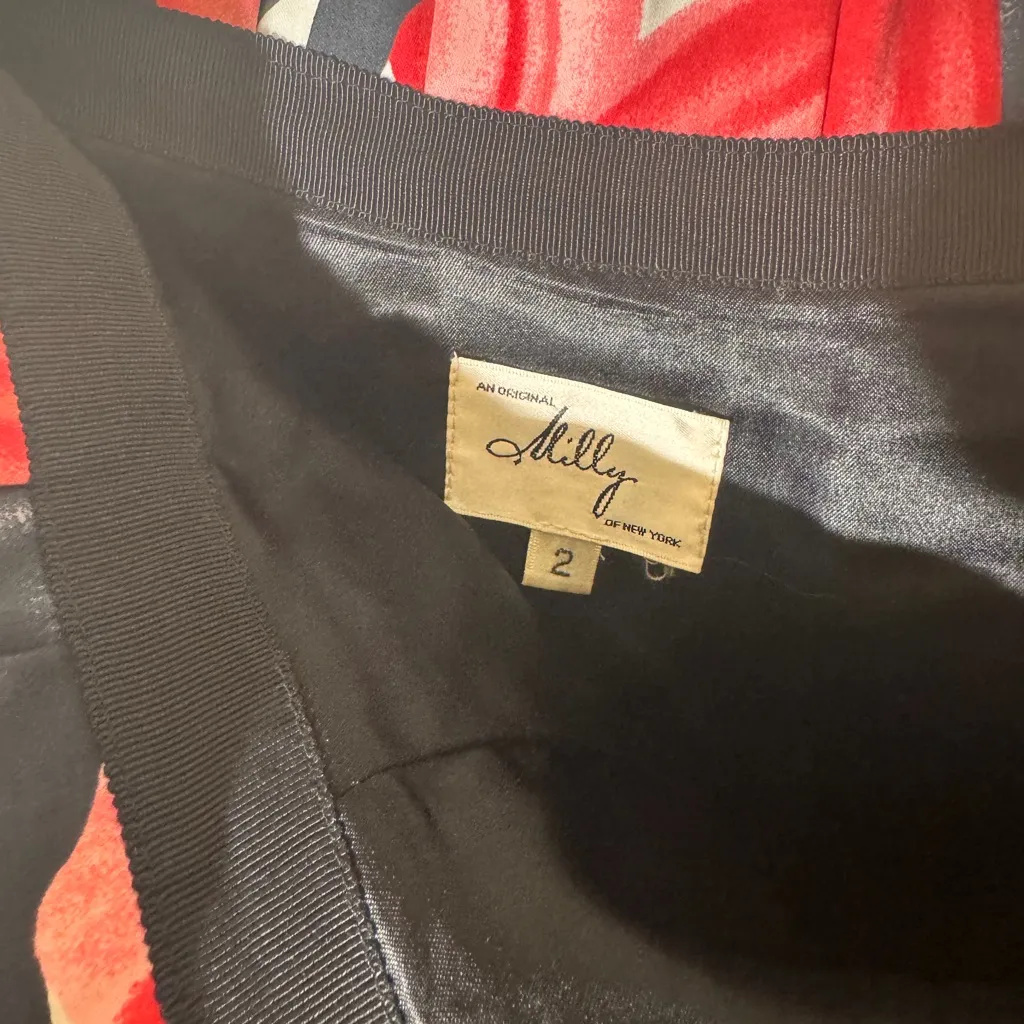 Milly Red and Black Floral A-Line Skirt - Image 5