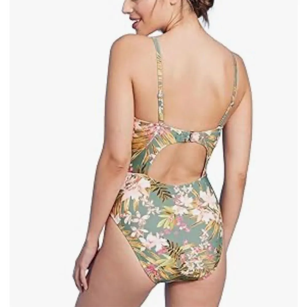 Kona Sol Multicolor Tropical Cut Out Back One Piece Swimsuit Size Medium - Image 2