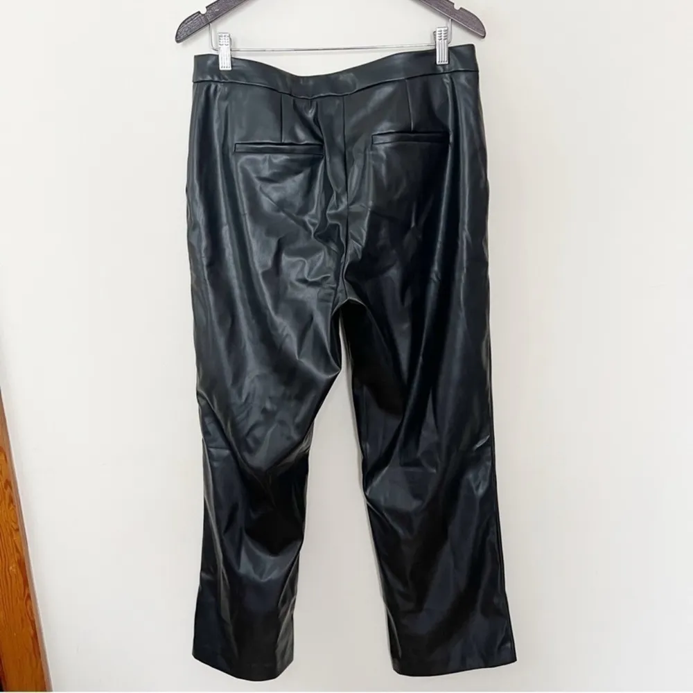 Alexia Admor Black Faux Leather Wide Leg Trouser Pants Size 12 Formal Dressy - Image 4