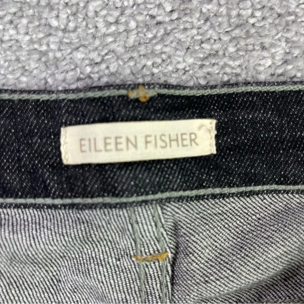 Eileen Fisher Jeans Women's 2 Black Skinny Mid-Rise Denim Stretch Organic Cotton - Image 6