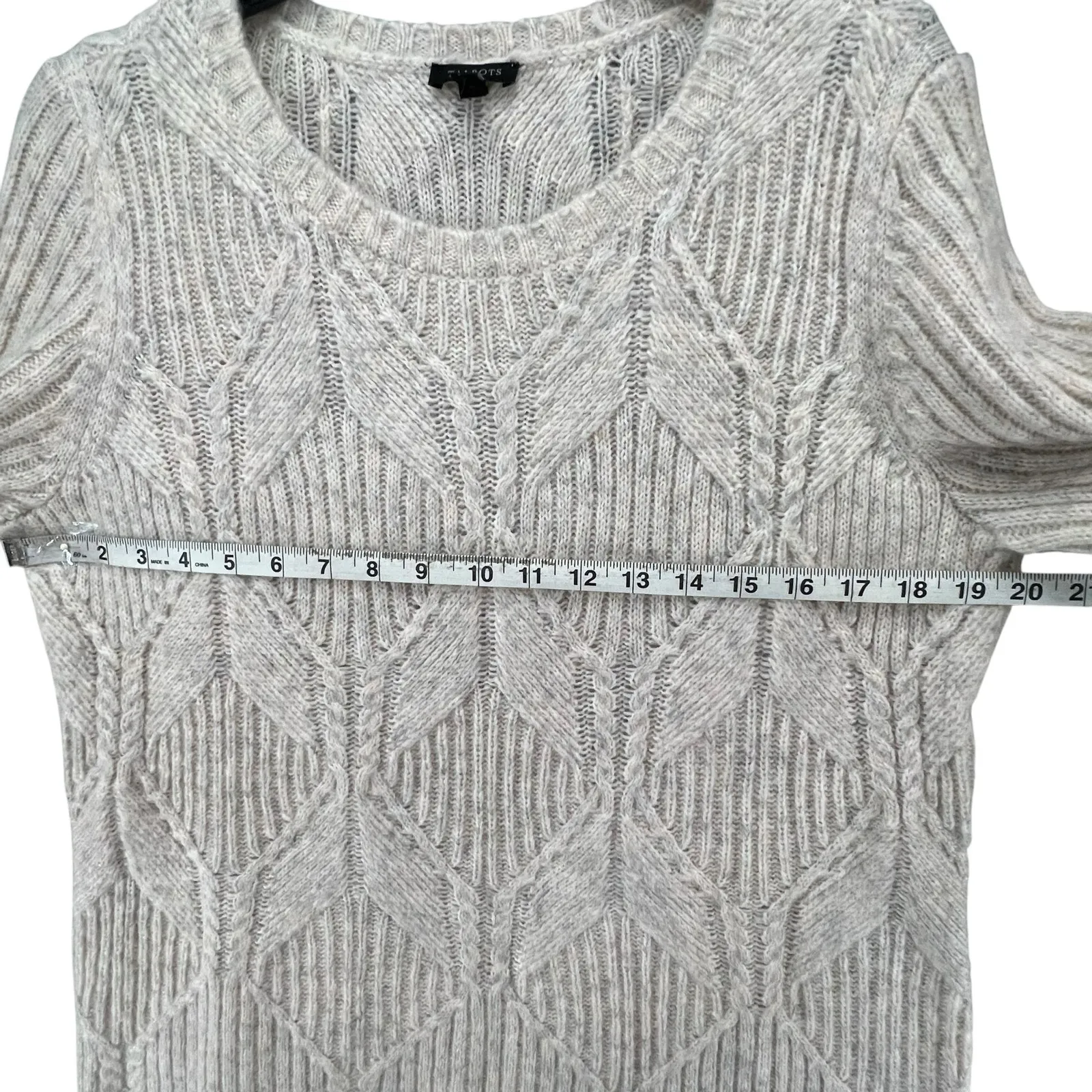 Talbots Sweater Womens XL 0X Cream Diamond 3D Knit Pullover Cottage Cozy Cabin - Image 5