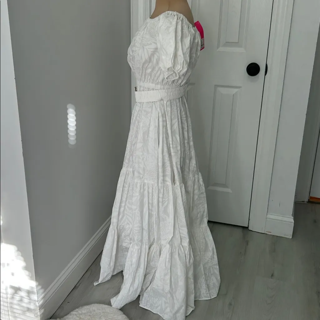 Lilly Pulitzer Nessa Off The Shoulder Maxi Dress Resort White Jungle Cabana - Image 7