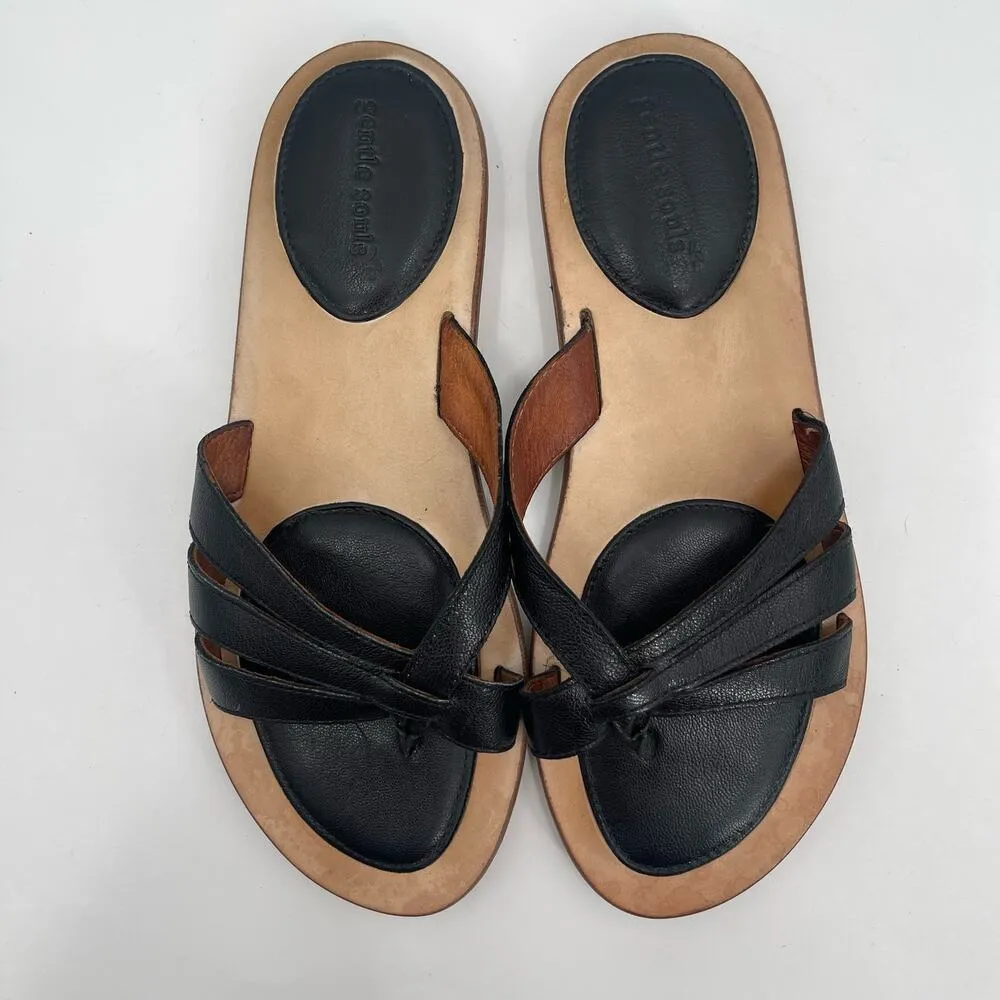 GENTLE SOULS Sandals Size 8 Leather Flats Thong Comfort Luxury Flip Flop Casual - Image 2