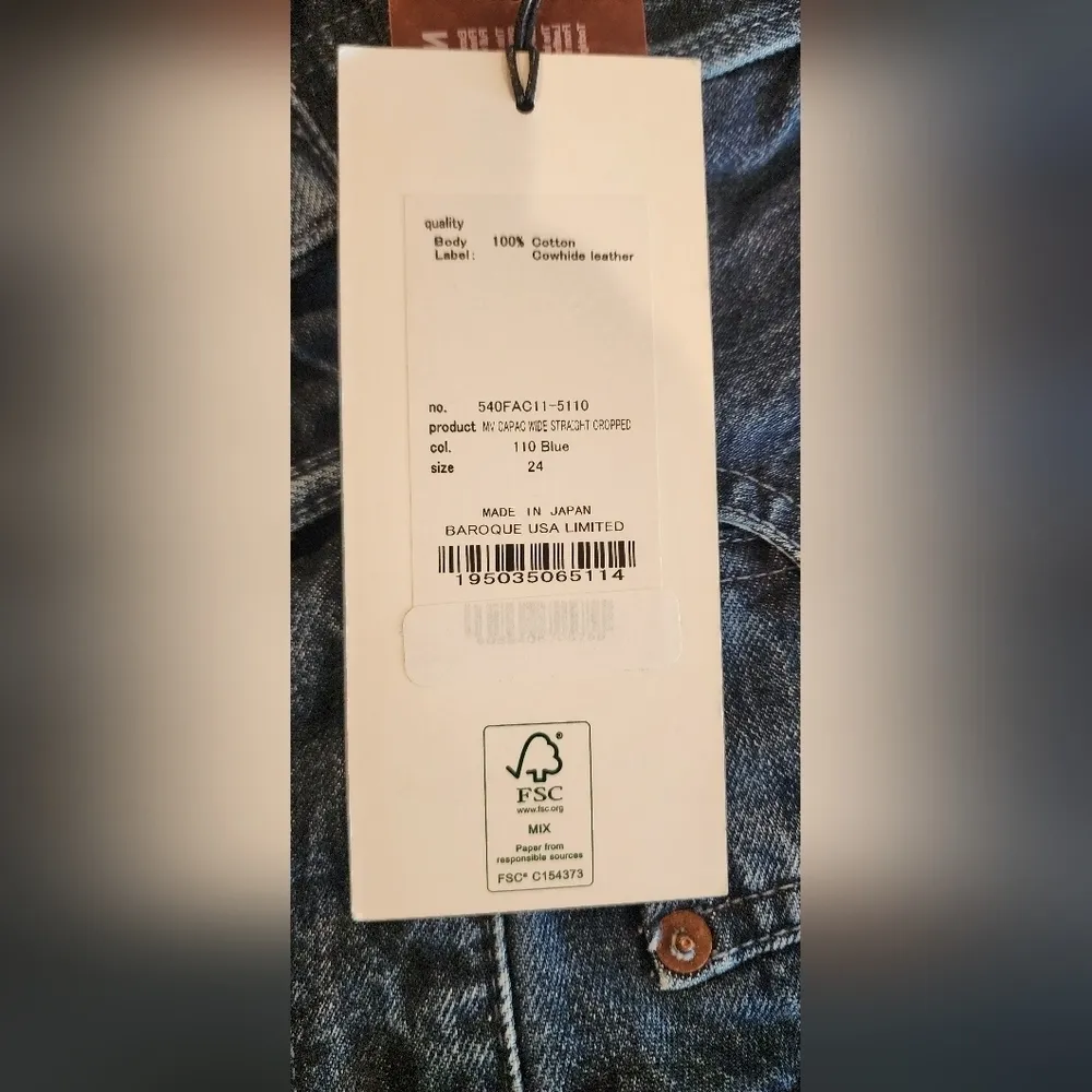 Moussy Vintage MV Capac Wide Straight Cropped high rise Jean 24 blue cotton nwt - Image 15