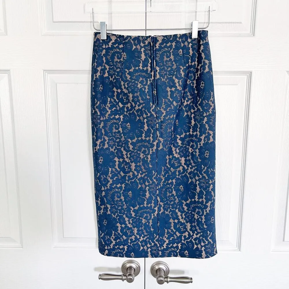 Keepsake The Label Every Way Lace Pencil Skirt Blue - Image 5