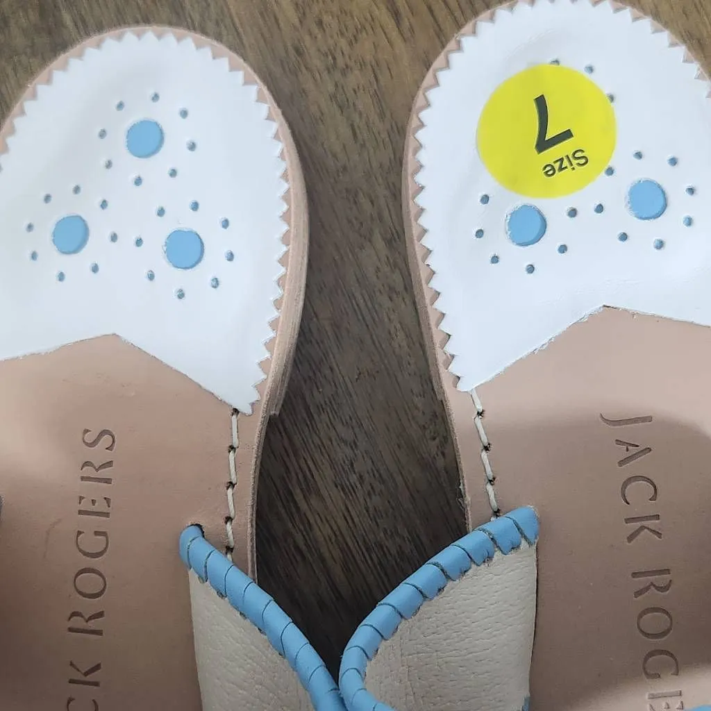 Jack Rogers Baby’s Breath Embroidered Leather Flip Flops Size 7 Preppy Sandal - Image 5