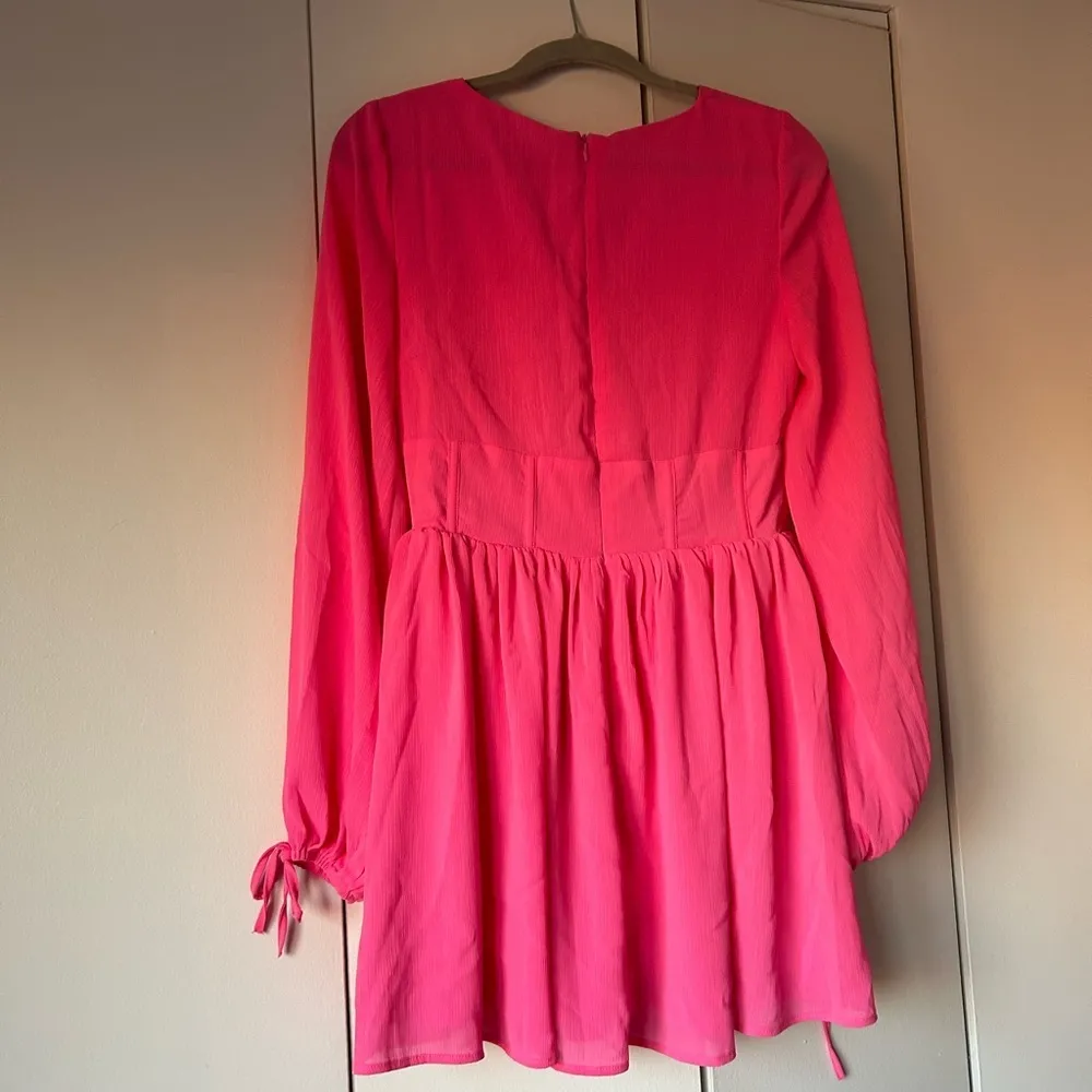 (NWOT) Showpo Calista Long Sleeve Mini Dress in Pink - Image 4